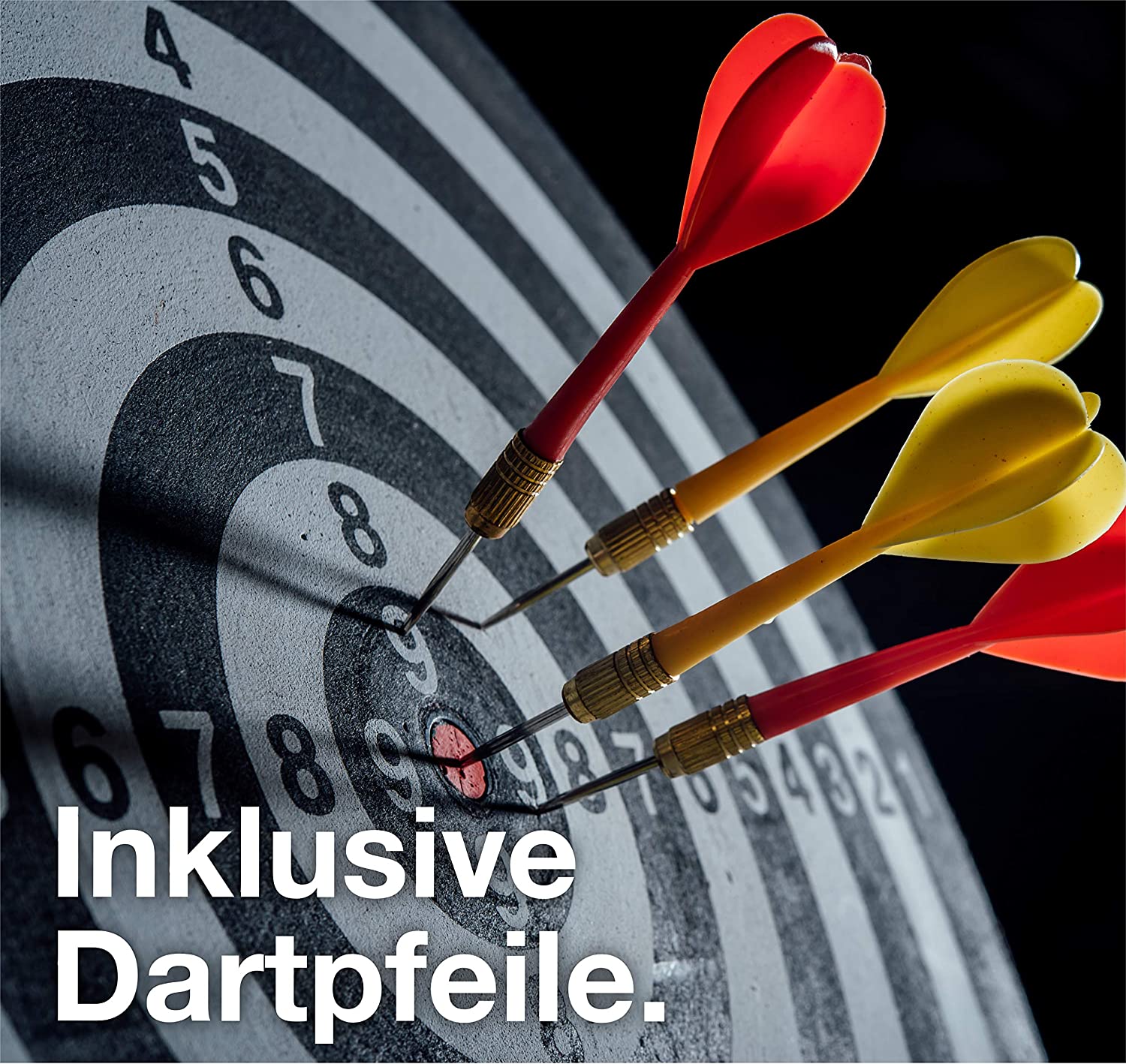 TrendTime - Dartset Dartscheibe Dartboard Kork inkl. 6x Dartpfeile Metall  43 cm