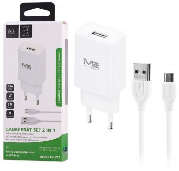 SchnellLadegerät 2in1 Set Micro USB 1m 2,1 QUICK CHARGER DC 5V/2,1A AC 110-240V