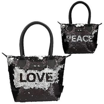 Depesche  - Trend LOVE LOVE & PEACE- Handtasche mit Paillette, schwarz ca. 22x30