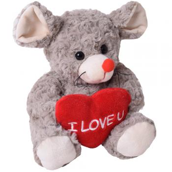 Plüsch Maus mit Herz I LOVE YOU ca. 25cm