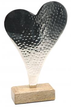 HERZ auf Sockel Mangoholz/Aluminium, " ca.22cm