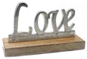 LOVE Schriftzug mit Standfuß Mangoholz/Aluminium, " ca.22cm