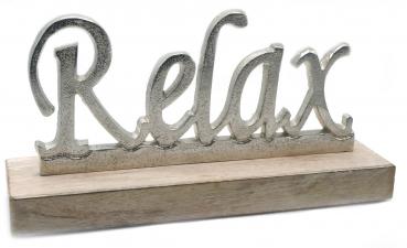 RELAX Schriftzug mit Standfuß Mangoholz/Aluminium, " ca.28cm