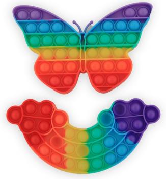 Anti Stress POP IT  Regenbogen und  Schmetterling 3x20cm Regenbogenfarben