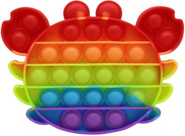 Anti Stress POP IT ca. 14cm Krabbe Regenbogenfarben