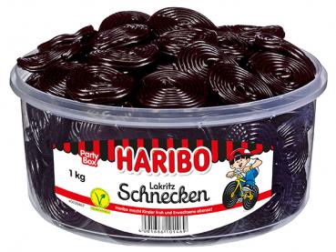 Haribo Lakritz Schnecken in 1kg Dose