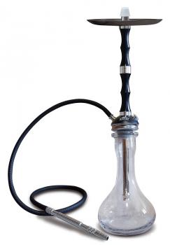 Shisha in Schwarz/Silber mit 2 Schlauchanschlüssen ca. 64cm (inkl. 1xSchlauch 17