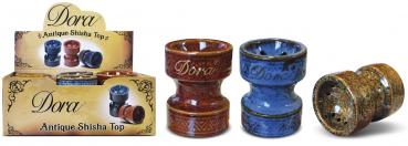 Shisha Kopf "Dora" aus Keramik 3/s in 6er T-Dsp. Ø 7cm (braun, blau, kupfer-farb