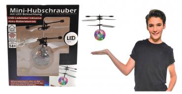 Fliegender Ball, Mini Hubschrauber mit LED Beleuchtung mit USB-Aufladekabel Größ