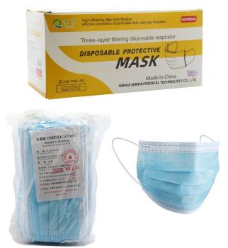 Mund Nasen Maske 3-lagig BLAU/WEISS mit Nasenbügel&Ohrschlaufen Einheitsgröße in