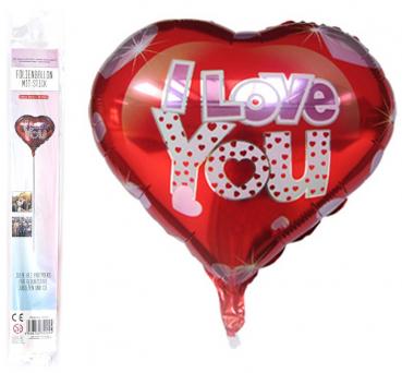 Folienballon Herz "I LOVE YOU" ca. 35cm, im Polybag mit Einleger