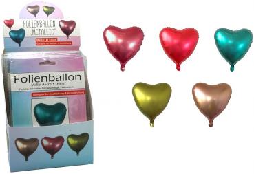 Folienballon "Edellook" Herz ca. 45cm 5/s (rot, gold, blau, rosé; weinrot) im 24