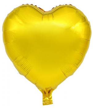 Folienballon "Herz" in gold ca. 60cm für Luft- und Heliumfüllung, mit Aufblashil