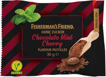 Fishermans Friend Chocolate Mint Cherry ohne Zucker 30g im 20er Dsp.