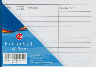 Fahrtenbuch; A6; 40 Blatt