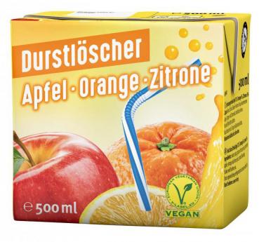 Durstlöscher Apfel Orange Zitrone 0,5l 12st.Tetra Pack(Pfandfrei)