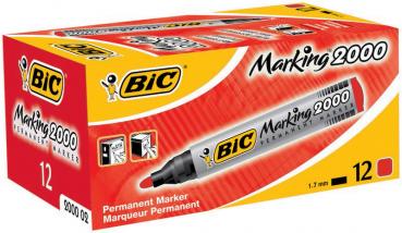 BIC Marking 2000 Rot Permanent Marker 1,7mm Rundpitze a12er Box