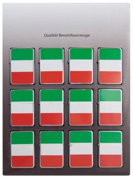 Benzin Fzg.Italien Flagge Chrome-Poliert auf 12er Karte