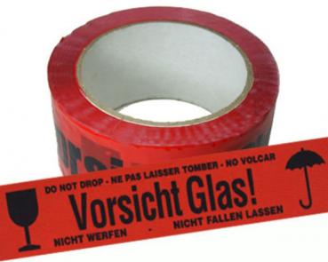 "Klebeband ""Vorsicht Glas"" in rot 50mx6cm"