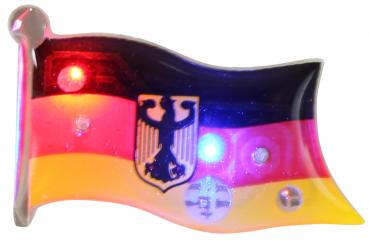 LED blink Button Deutschland zum anstecken 2-fach sort. ca.3x1,8cm