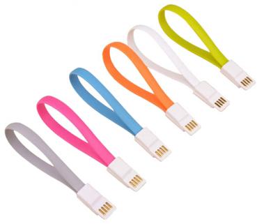 Silikon Micro USB Daten/Ladekabel farbig sort. mit Magnet ca.23cm blisterkarte