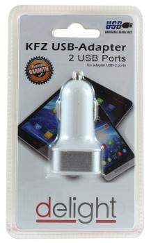 KFZ-Adapter in weiß im Doppelblister, USB, 2er Port