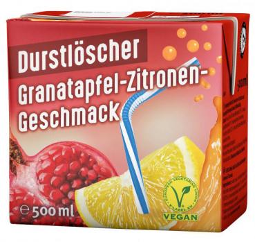 Durstlöscher Granatapfel Zitrone 500ml 12st.Tetra Pack(Pfandfrei)