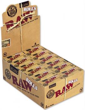 RAW Organic King Size Rolls 100 % ungebleichtes Paper, 53mmx5m 24 Rolls in T-Dsp