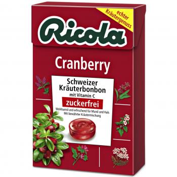 Ricola Cranberry-Geschmack Zuckerfreie Schweizer Kräuterbonbons und Vitamin C 50