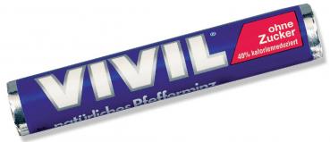 Vivil Pfefferminz Bonbons ohne zucker (blau) Rolle 28g im 30er T-Dsp.