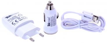 3in1 Ladekabel Lightning mit Netzstecker/Zig.-Anz. für Iph. White 5/6/7/8/X 12V/