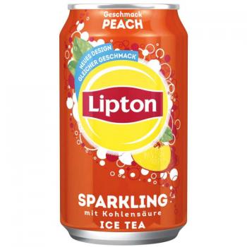 Lipton Peach/Pfirsich Ice Tea Sparkling Kohlensäurehaltiges Schwarzteegetränk oh