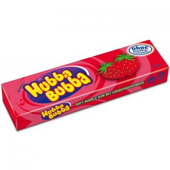 Wrigley´s Hubba Bubba Classic Strawberry 5 einzeln verpackte Kaugummis mit Erdbe
