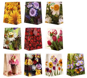Geschenktüte Flowers Motiv(Medium) 10/s 23x18x10cm