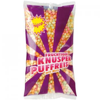 Frigeo Knusper-Puffreis Dragierter Knusperpuffreis mit Mais Fruchtgeschmack 80g