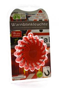 Warnleuchte Leuchtsignale orange 9 Funktionen 16 rote LEDs mit Magnet Ø 9,5cm(2x