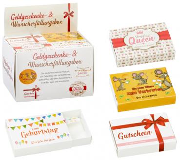 Geldgeschenk Box, bunt, Papier: 250 gsm, Designs: Shopping Queen, Gutschein,Gebu