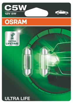 Osram C5W 12V - ULTRA LIFE Softfitten Glühlampe Kenzeichenleuchte 5W SV8.5-8 36m