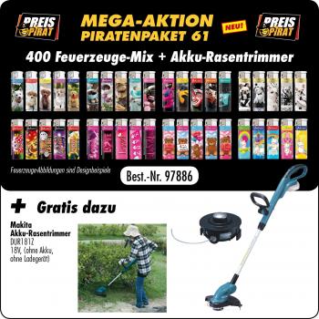 Piraten Aktions Paket XL 61 - mit 400 Motiv Fzg. Mix + Gratis Makita Akku-Rasent