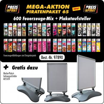 Piraten Aktions Paket XL 65 - mit 600 Motiv Fzg. Mix + Gratis Kundenstopper Plak