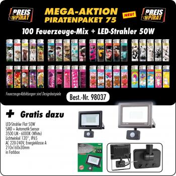 Piraten Aktions Paket S 75- mit 100 Motiv Fzg. Mix + Gratis LED Straler Flat 50W