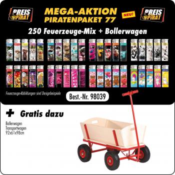 Piraten Aktions Paket X S 77- mit 250 Motiv Fzg. Mix + Gratis Bollerwagen Handwa