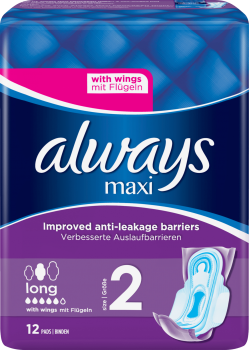 Always Maxi Binde long größe 2 mit flügeln 12er