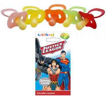 Lolliboni JUSTICE LEAGUE Schnuller Canyd/Lutcher 4,5x3,5x6,5cm 6x5g einzelpack f