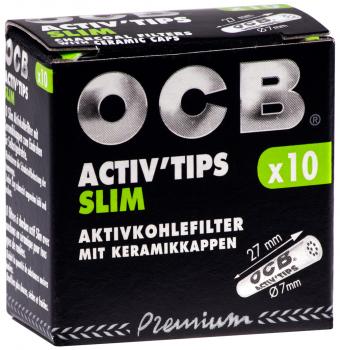 OCB Activ Tips Slim 7mm Aktivkohlefilter mit Keramikkappen 27x7mm 20x10st. in Pa