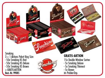 Smoking 3 + 1 Aktions Paket King Size(50xSmoking KS Red(60095)/ 50xSmoking KS De