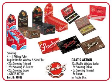 Smoking 4 + 1 Aktions Paket Regular Double Window&Slim Filter(96114)(25xSmoking