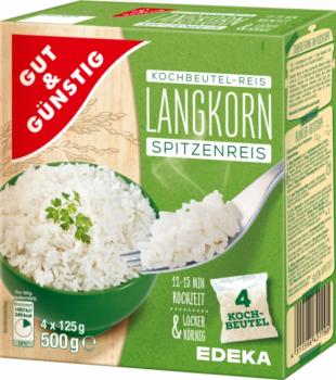 Langkorn Spitzen Reis in Kochbeutel Locker&Körnig G&G 500g