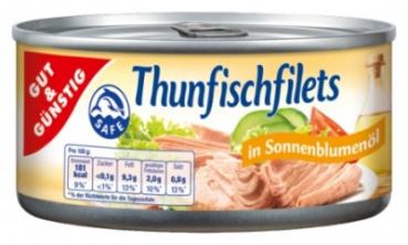 Thunfischfilets in Sonnenblumenöl 195g