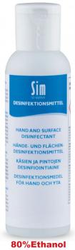 Sim Sensitive Desinfektionsmittel für Hände&Flächen 80% Ethanol 100ml mit Klappd